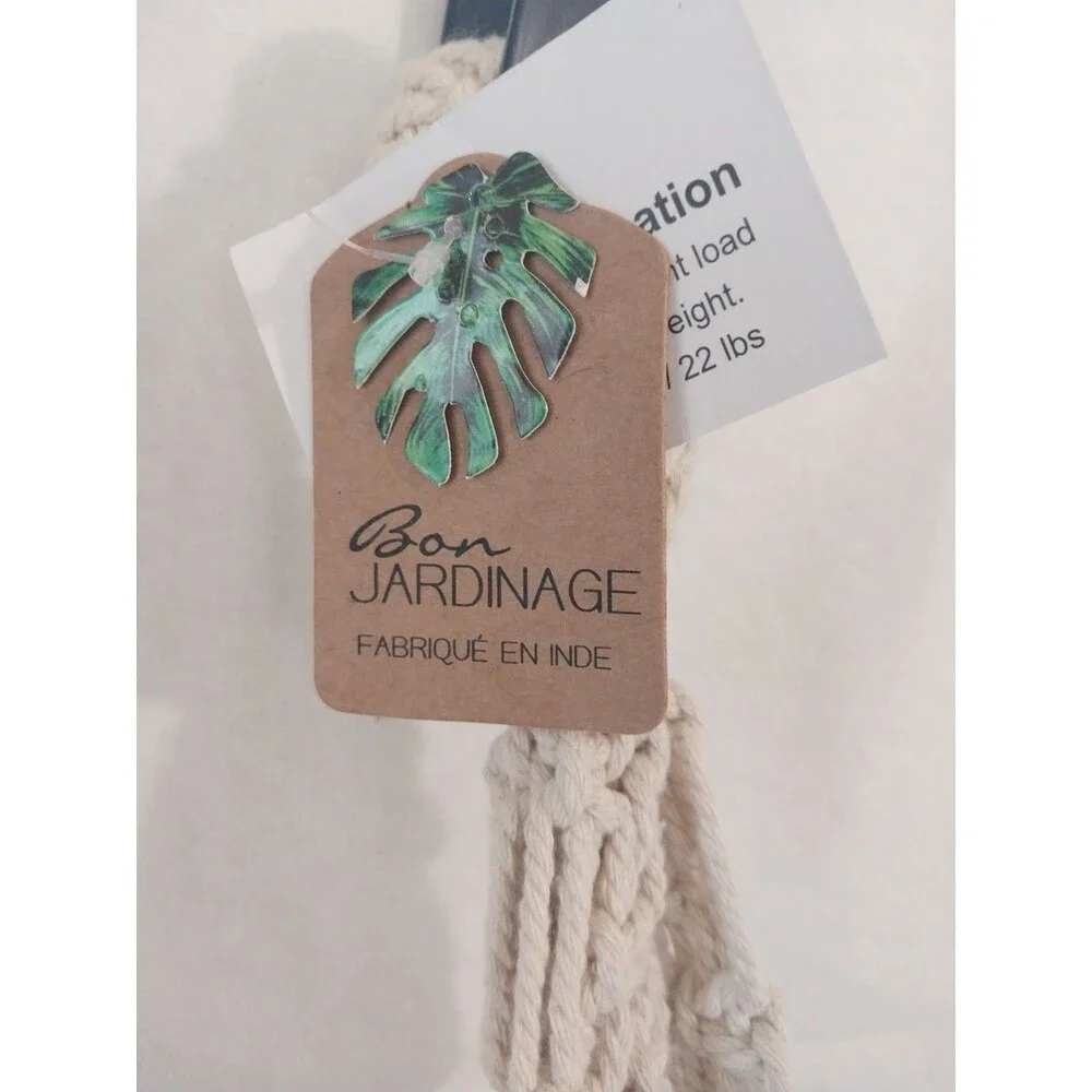 NWT Boho Macrame - Hanging Plant Holder Bucket- 37” Long